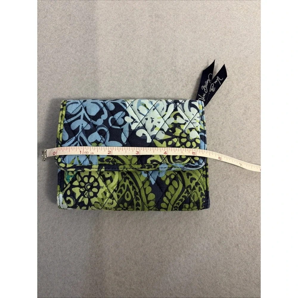 Vera Bradley  Trifold Wallet  Quilted Fabric Blue Green Summer Casual